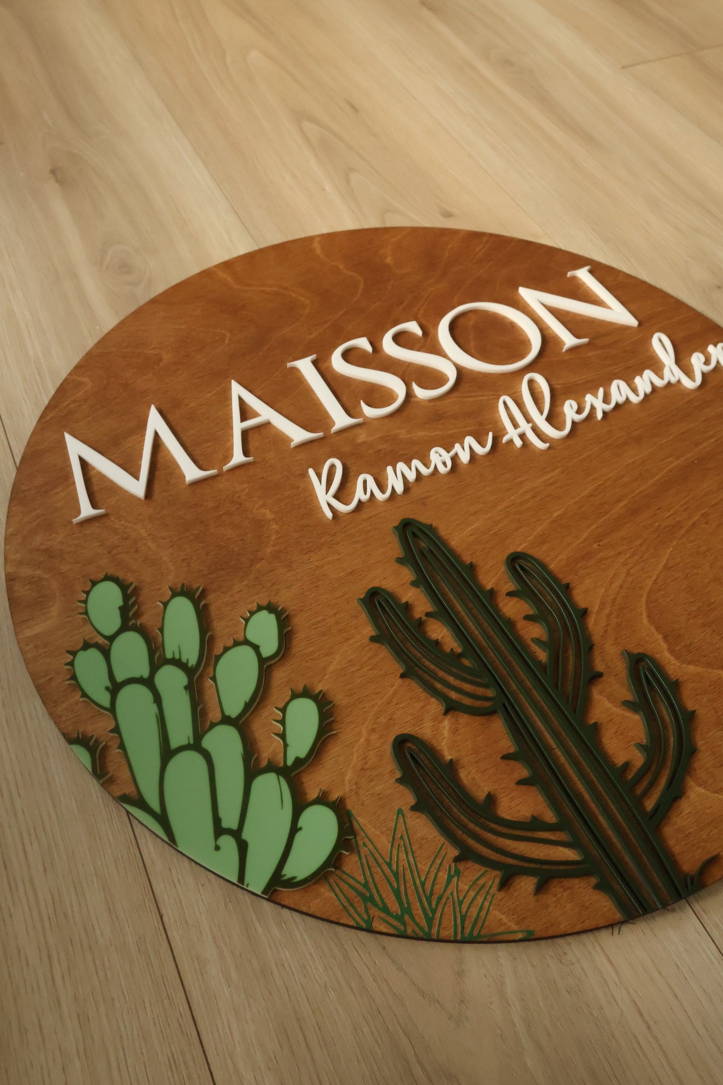 Customized Round Cacuts Baby Nursery Name Sign