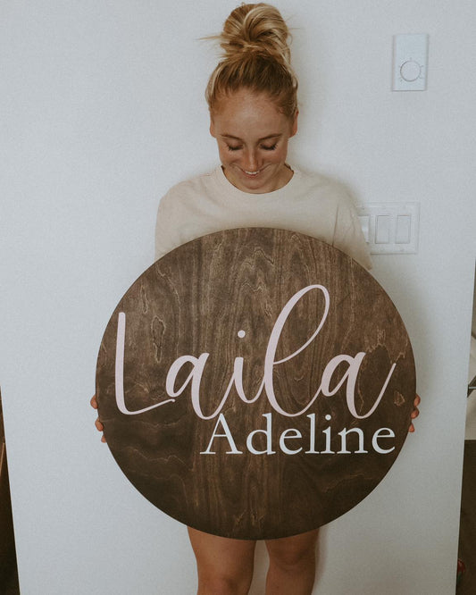 Customized Round Baby Nursery Name Sign
