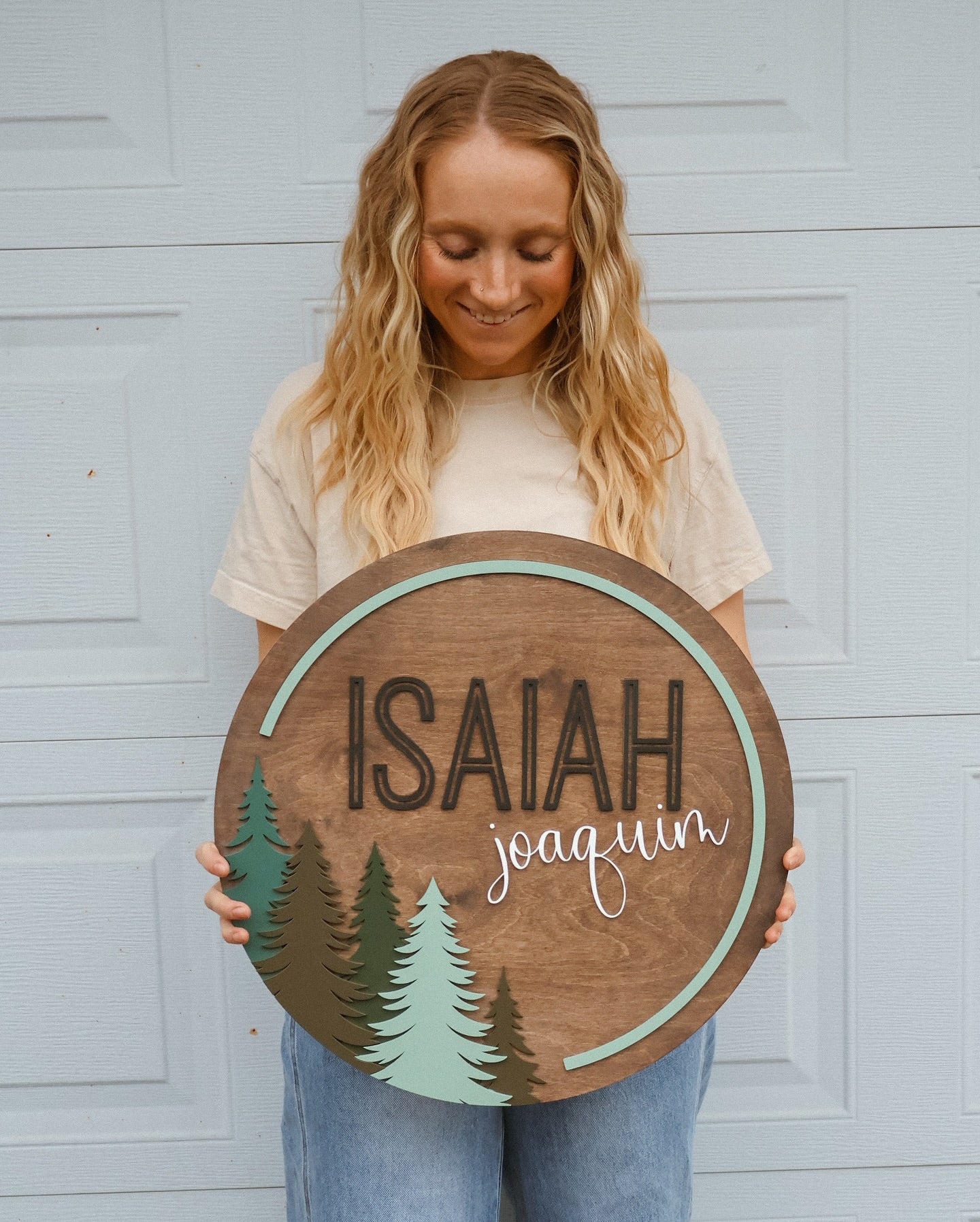 Green Layered Mountain Name Sign