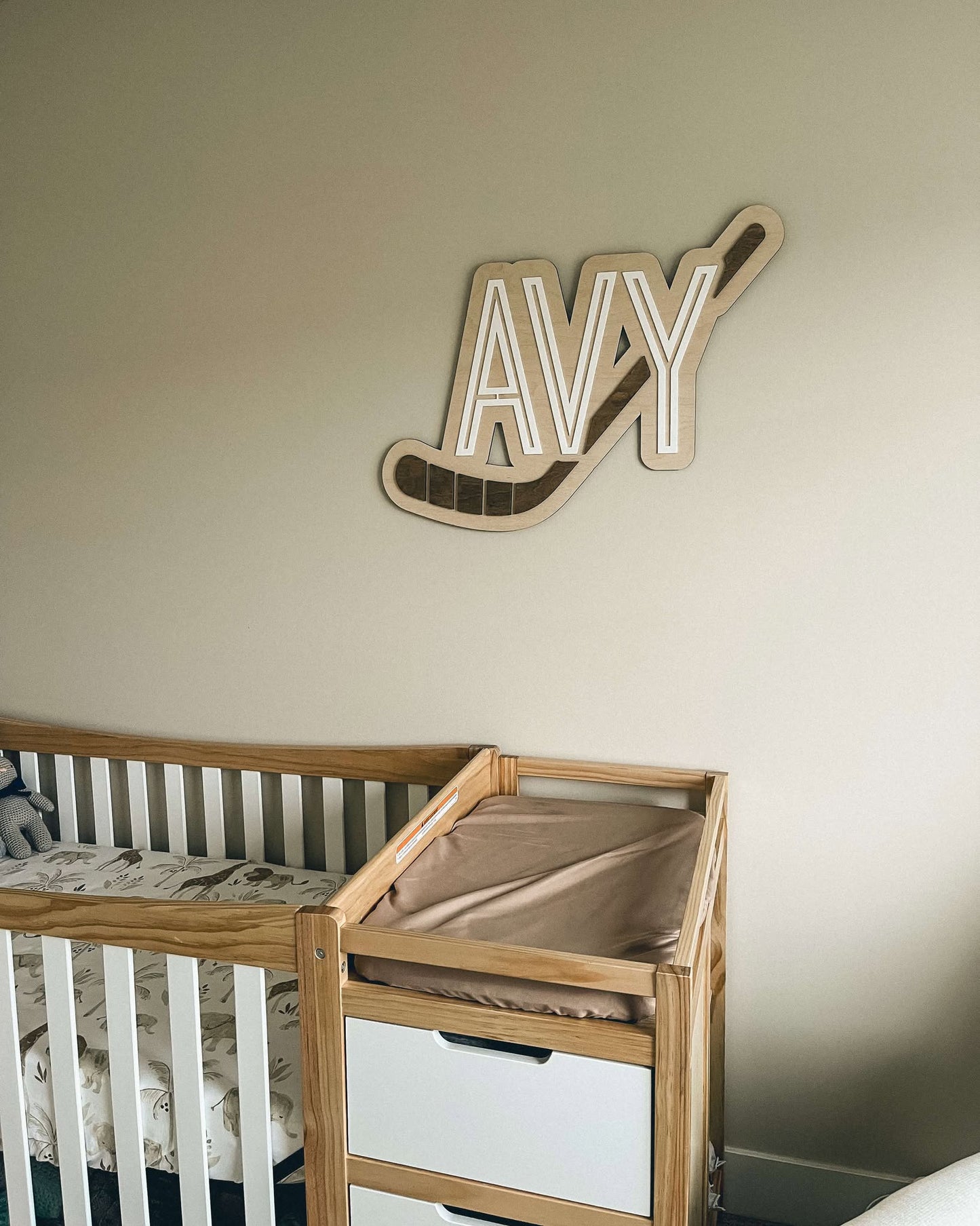 Hockey Two Layer Cutout Baby Nursery Name Sign
