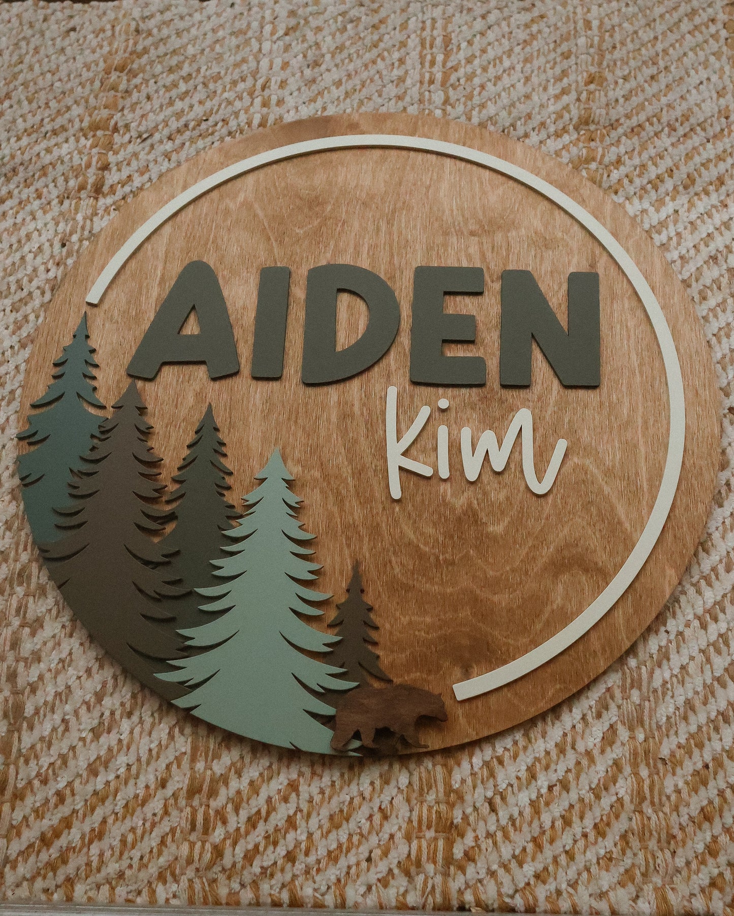 Green Layered Mountain Name Sign