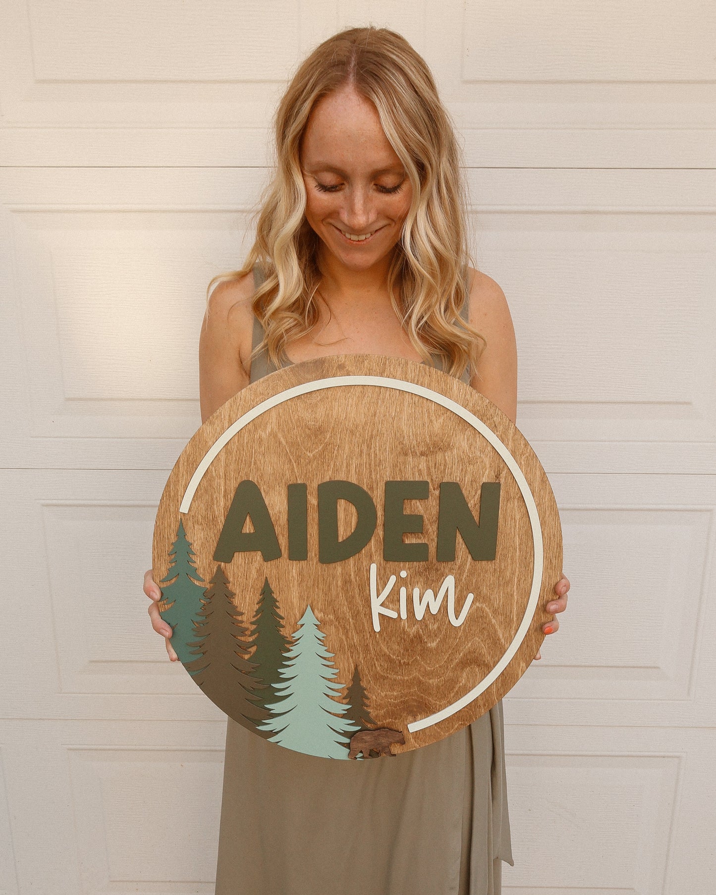 Green Layered Mountain Name Sign