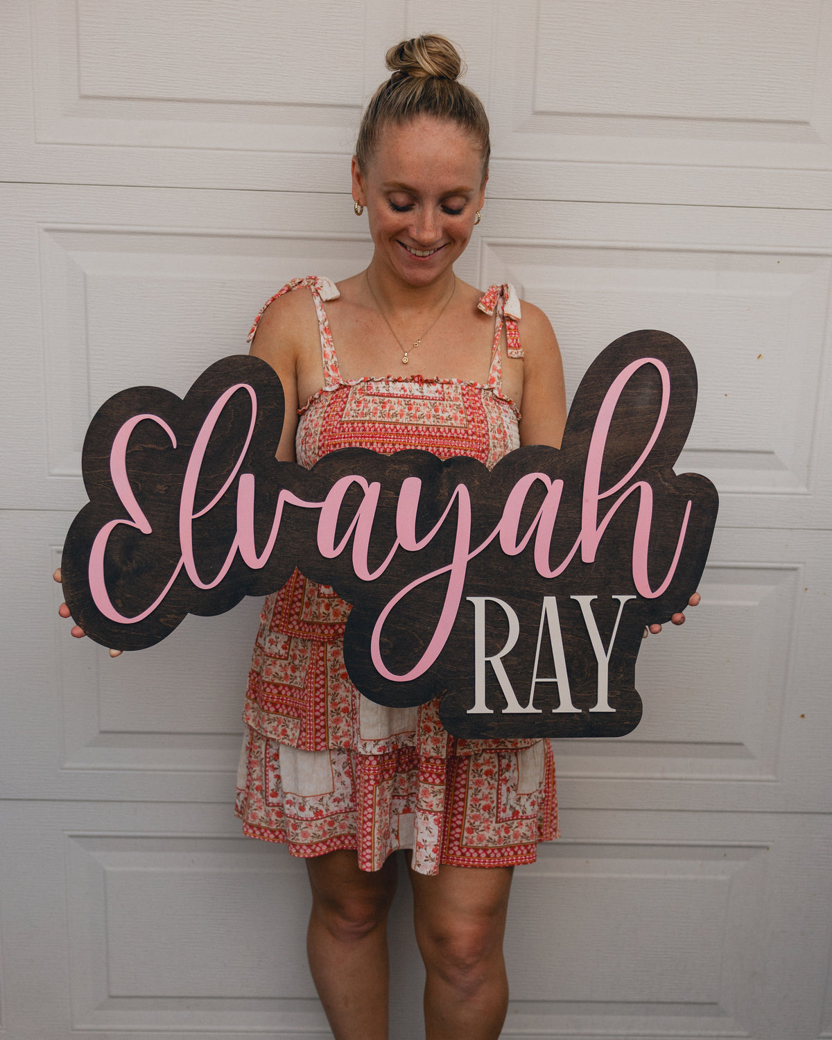 Customized Two Layer Cutout Baby Nursery Name Sign