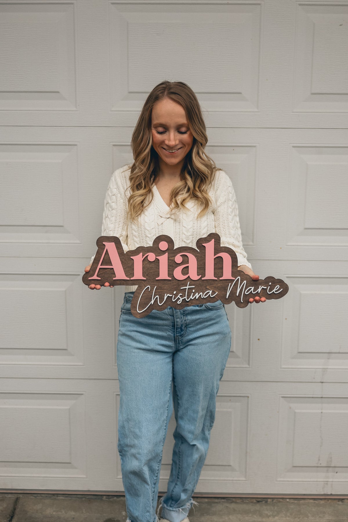 Customized Two Layer Cutout Baby Nursery Name Sign