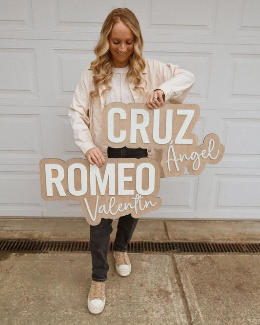 Customized Two Layer Cutout Baby Nursery Name Sign