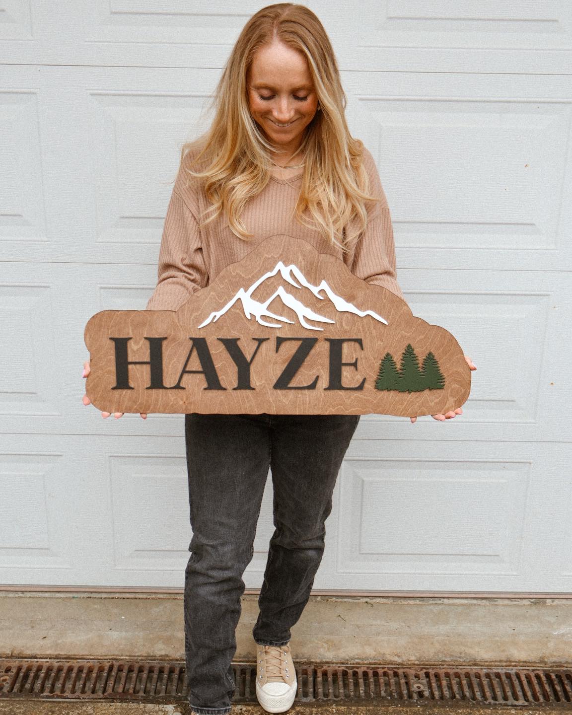 Customized Trees and Mountain Nursery Name Sign