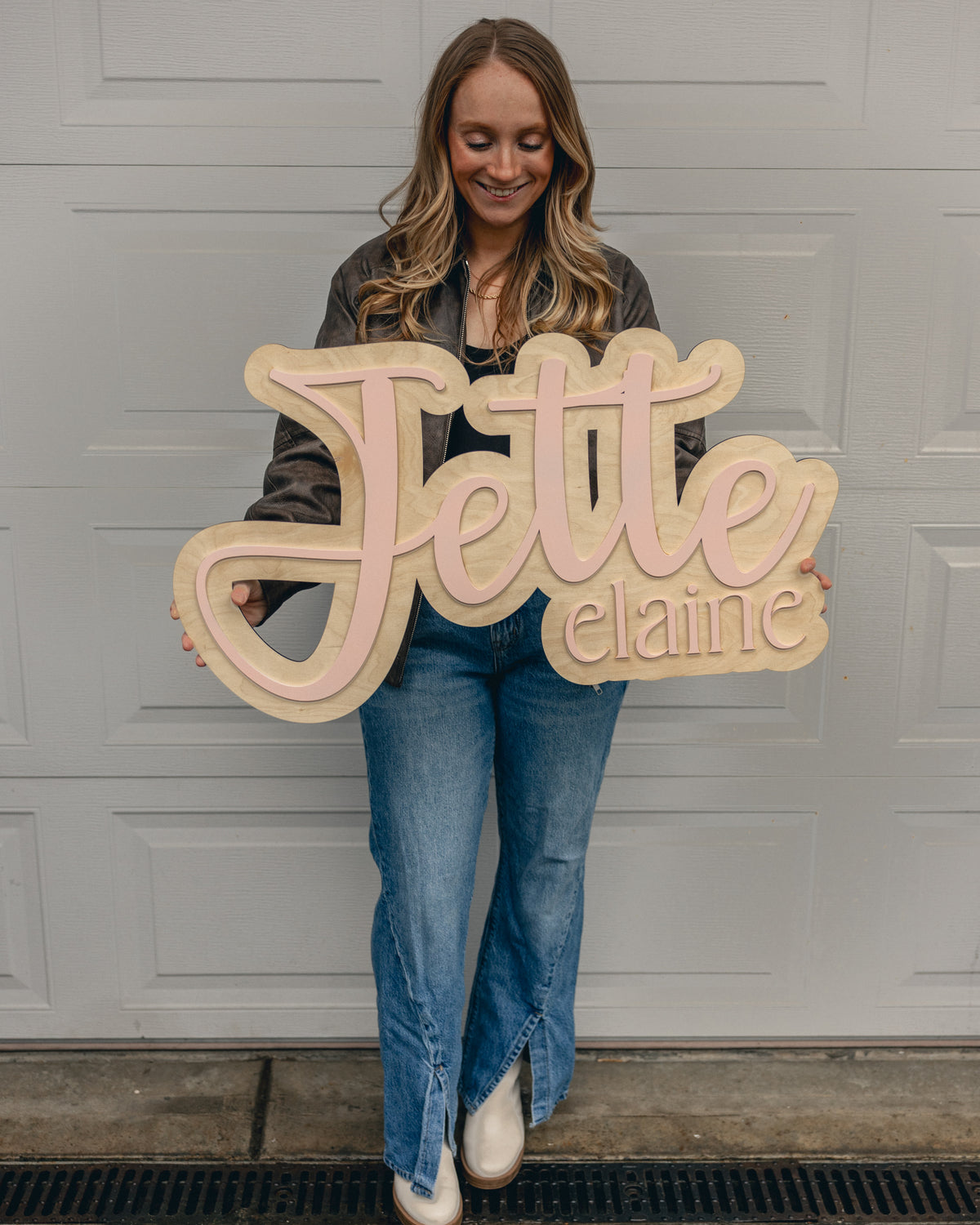 Customized Two Layer Cutout Baby Nursery Name Sign