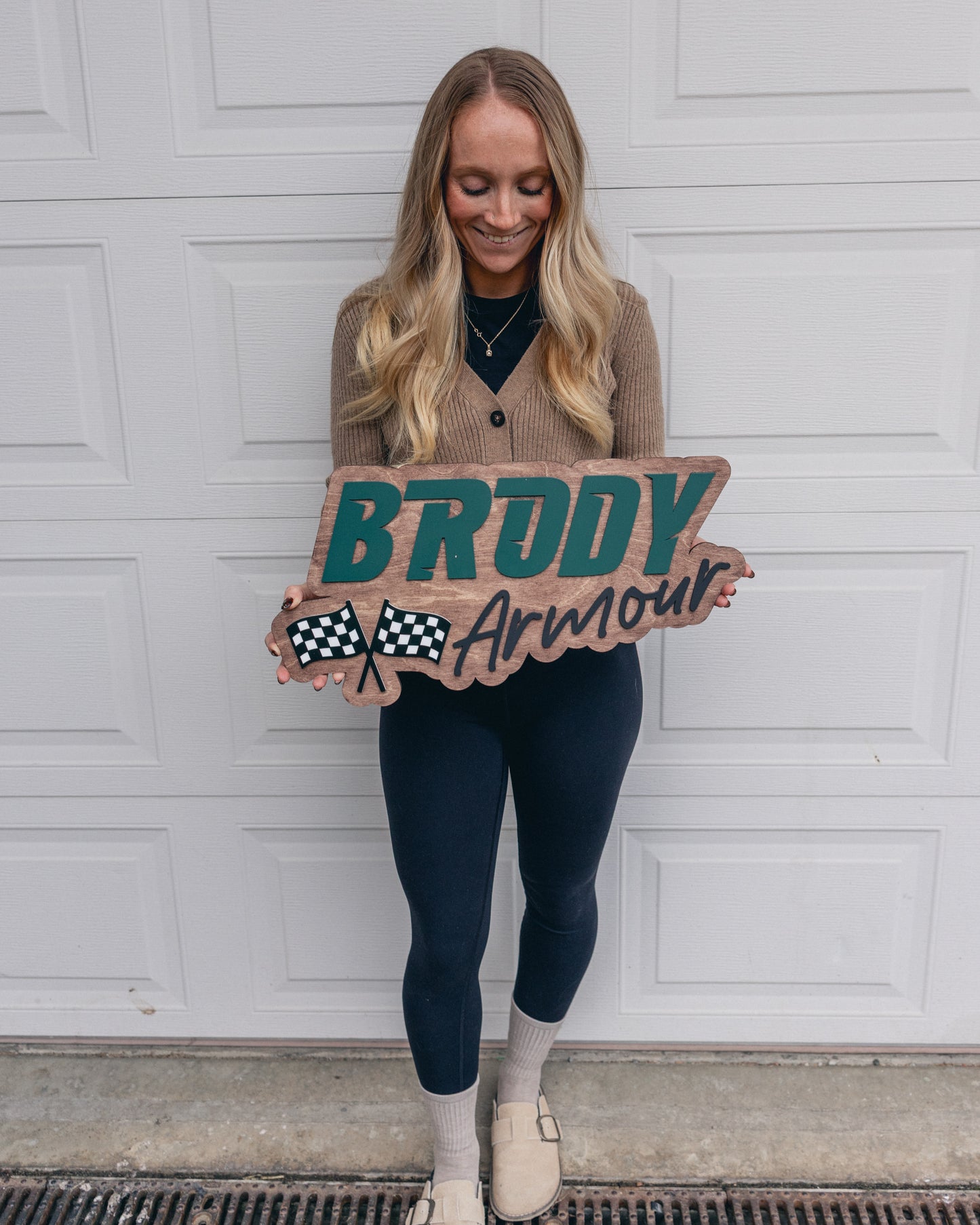 Customized Race Flags Nursery Name Sign