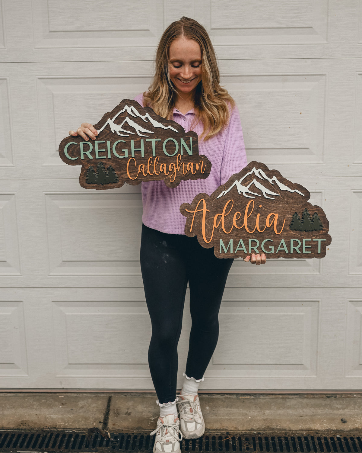 Customized Trees and Mountain Nursery Name Sign
