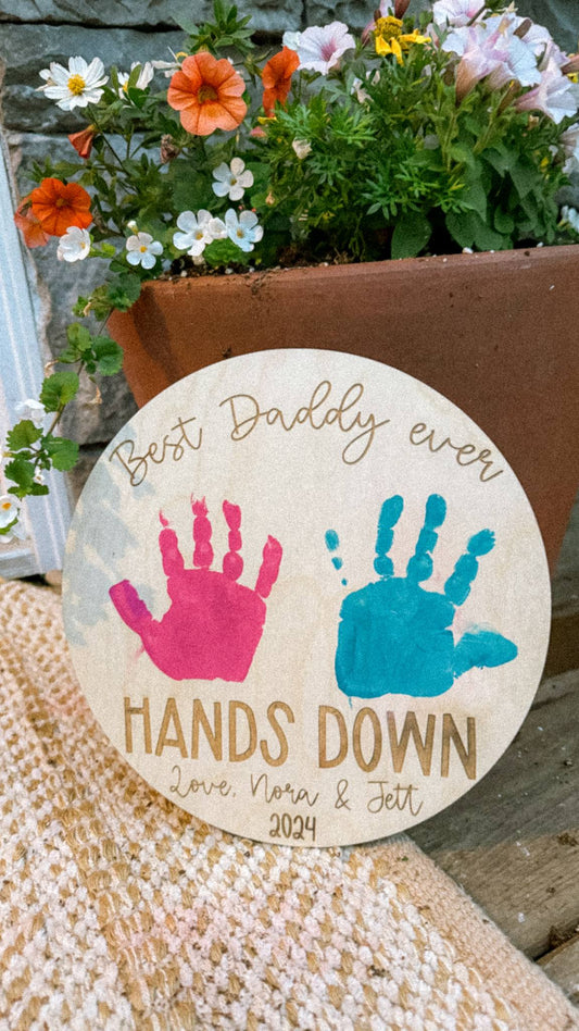 Fathers Day Handprint Round
