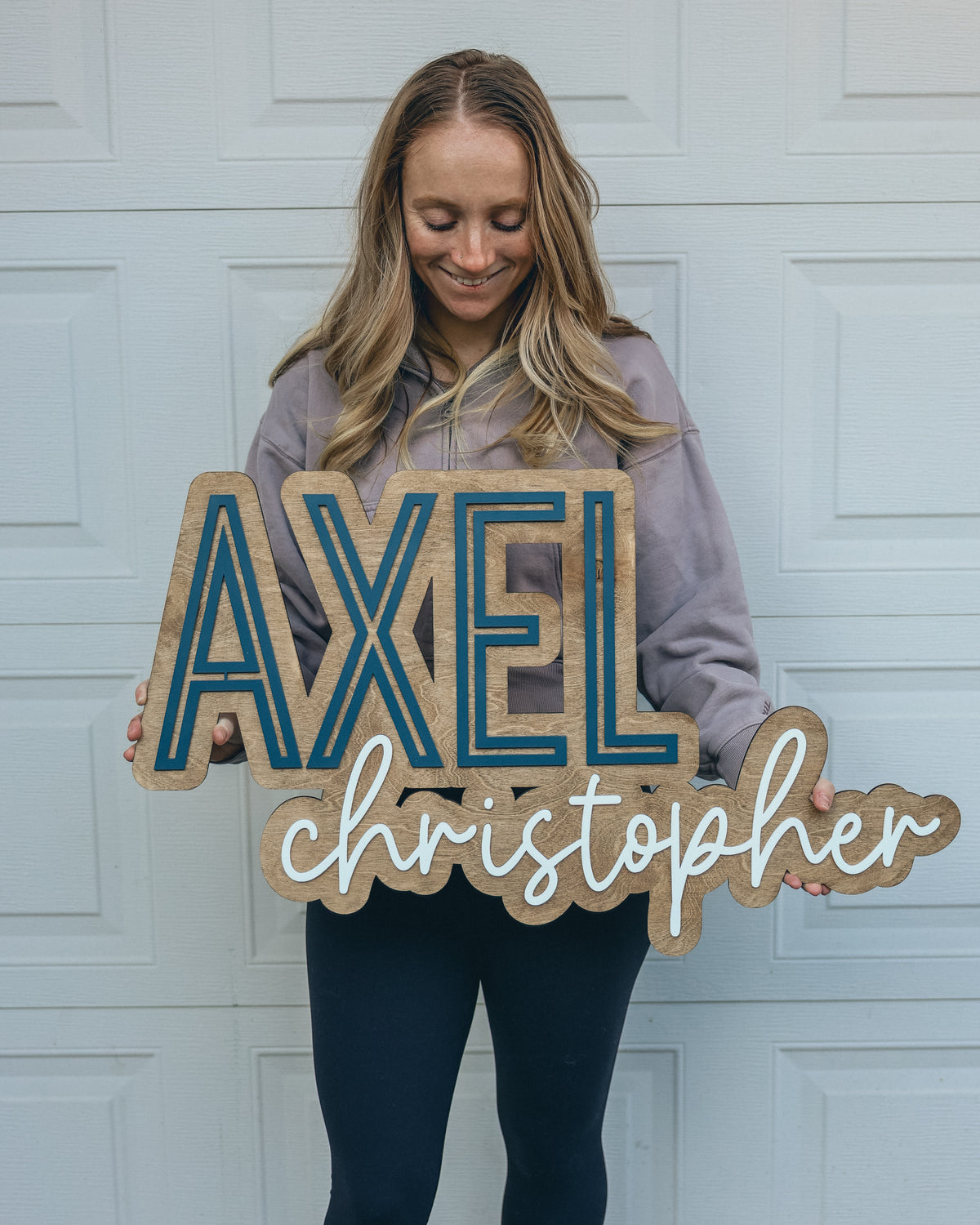 Customized Two Layer Cutout Baby Nursery Name Sign