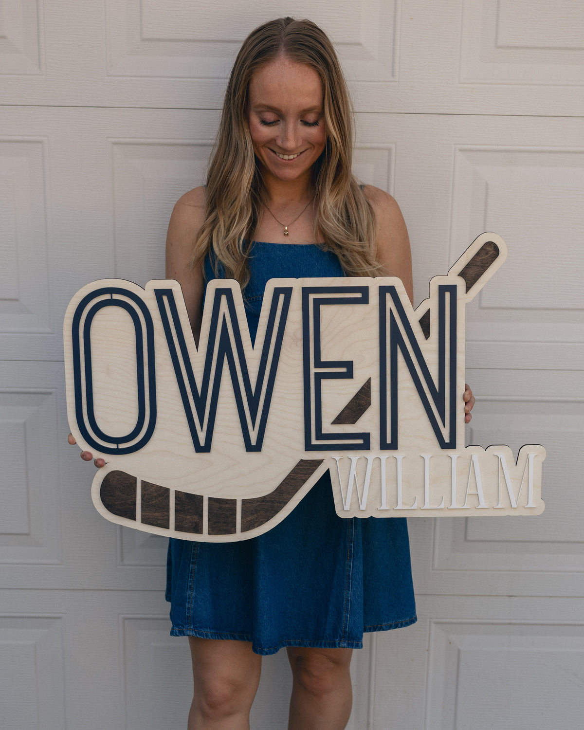 Hockey Two Layer Cutout Baby Nursery Name Sign