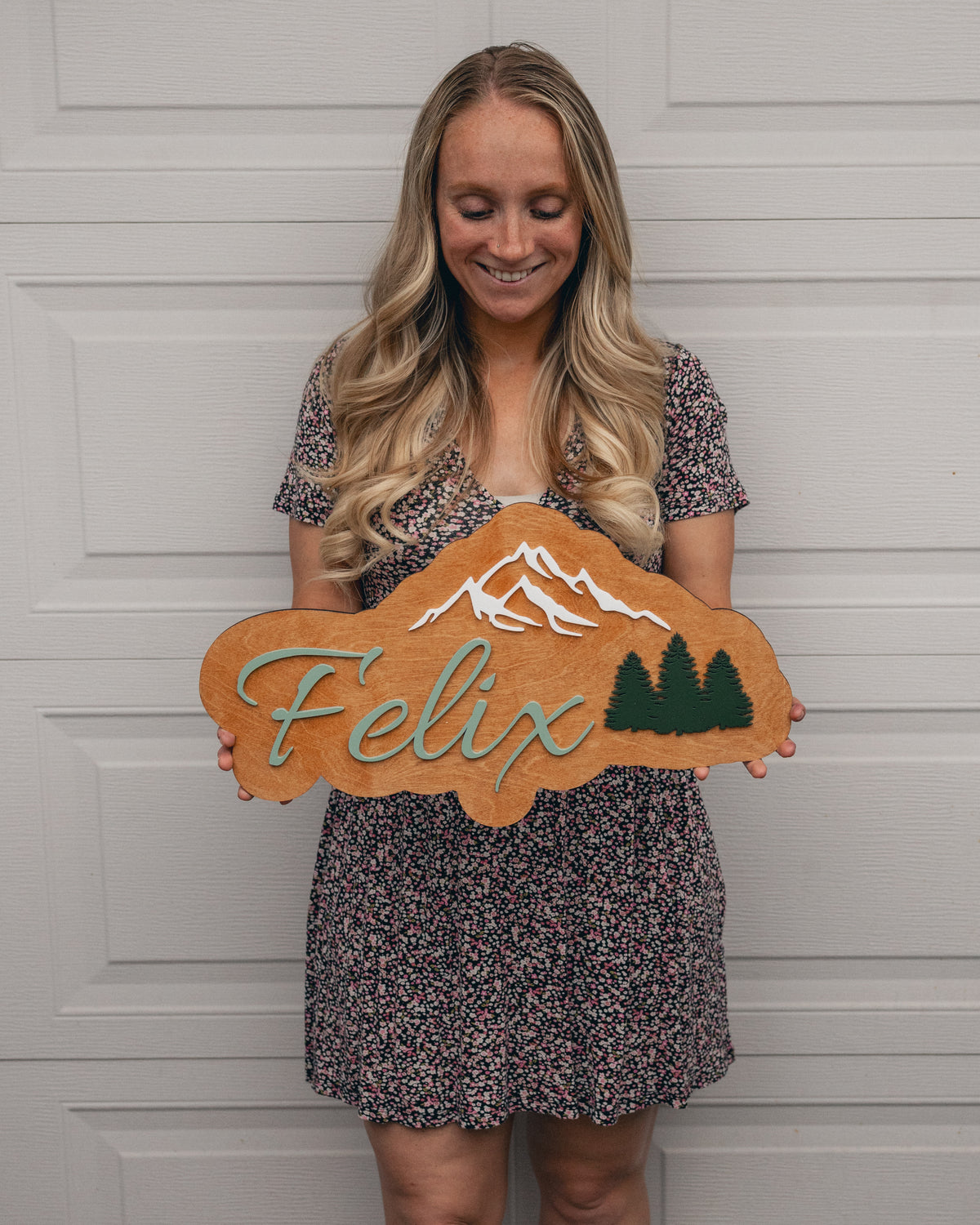 Customized Trees and Mountain Nursery Name Sign