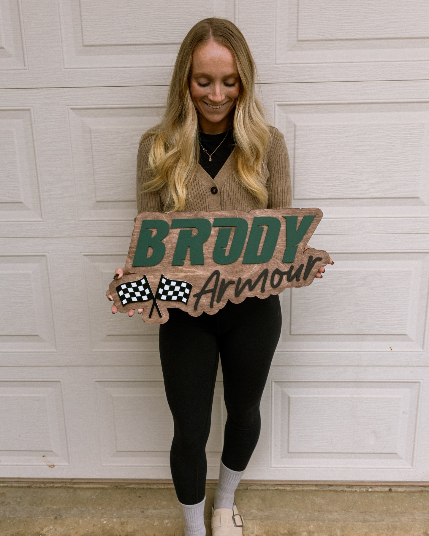 Customized Race Flags Nursery Name Sign