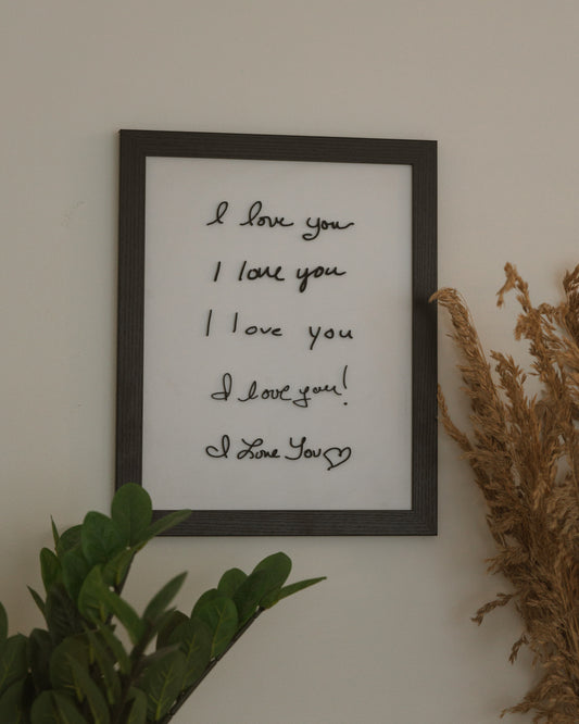Handwritten "I Love You" Framed Sign